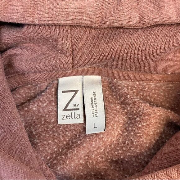 Z By Zella Washed Pullover Crop Hoodie Sweatshirt Purple Claret Large No String - Picture 9 of 11